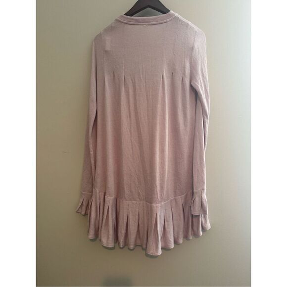 Free People Pink Long Sleeve Waffle Henley Knit Your Girl Tunic/Dress S Small - Picture 6 of 10